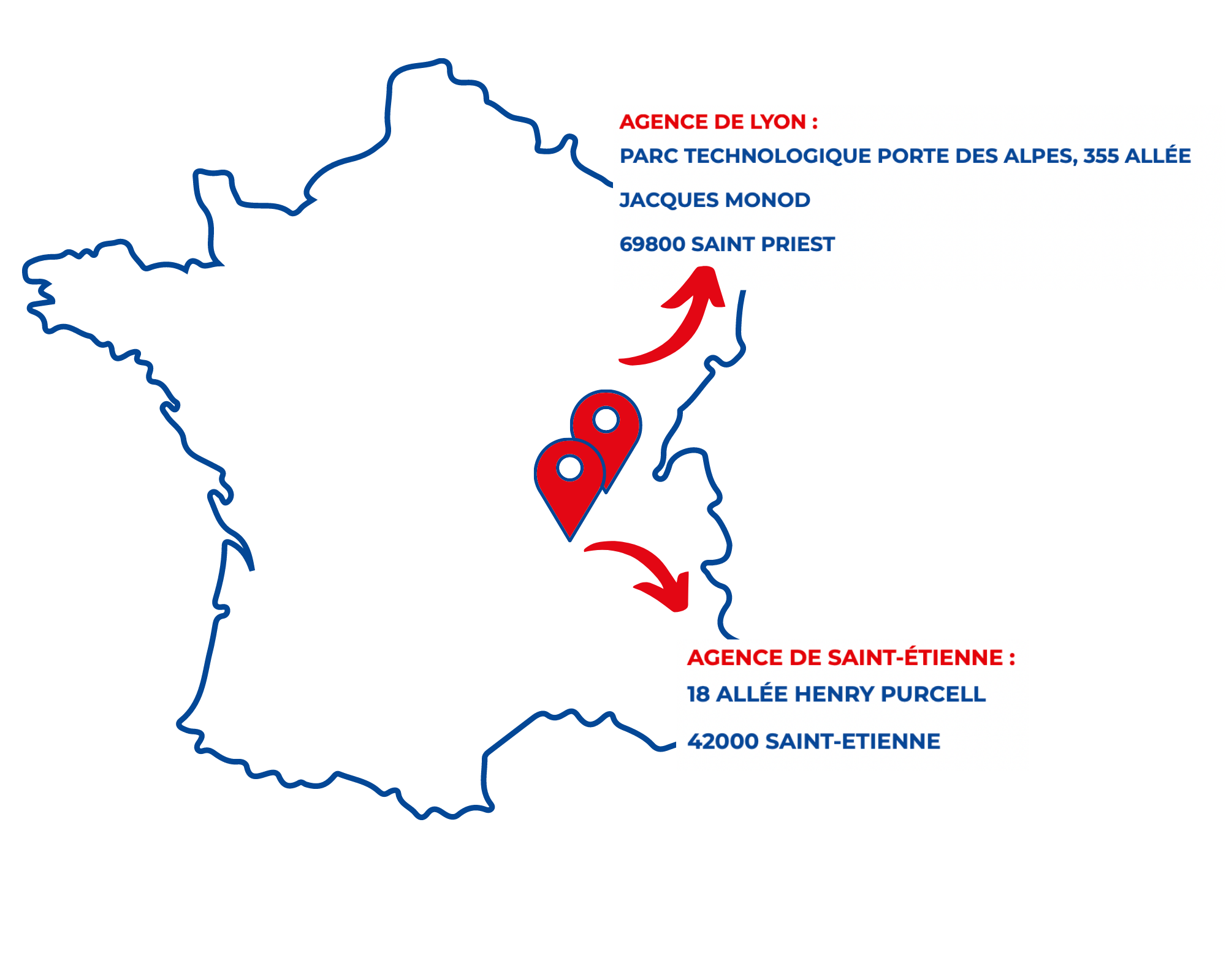nos 2 agences basées à Lyon et à Saint-Etienne